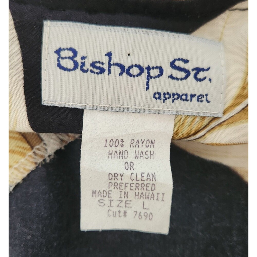 Bishop St Women's Top Size L Black Tan Aloha Hawaiian Floral Sleeveless Tank - Picture 4 of 4